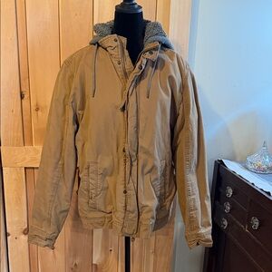 American Eagle Outfitters Tan Hooded Utility Jacket